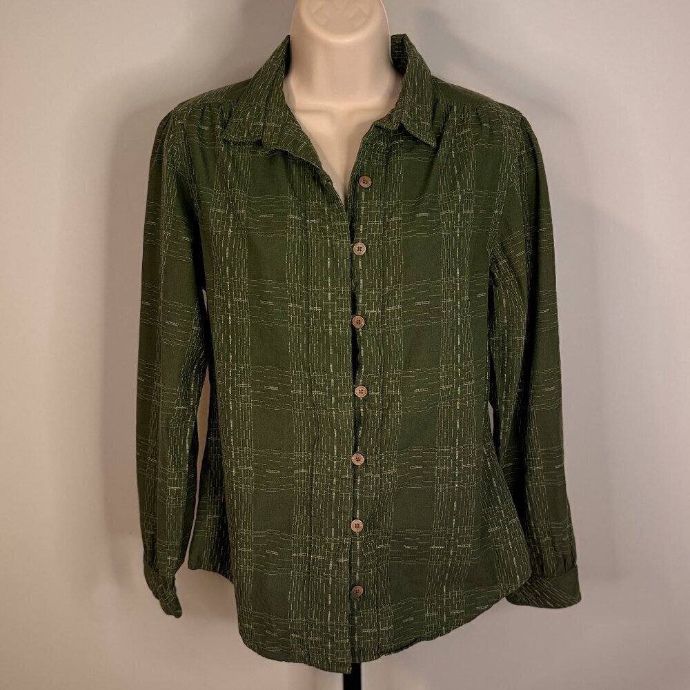 Woolrich Women's Green Button Down Top - Size XS